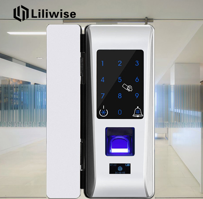 Glass Door Fingerprint Front Door Lock Touch Screen Password Code RFID Card Keyless