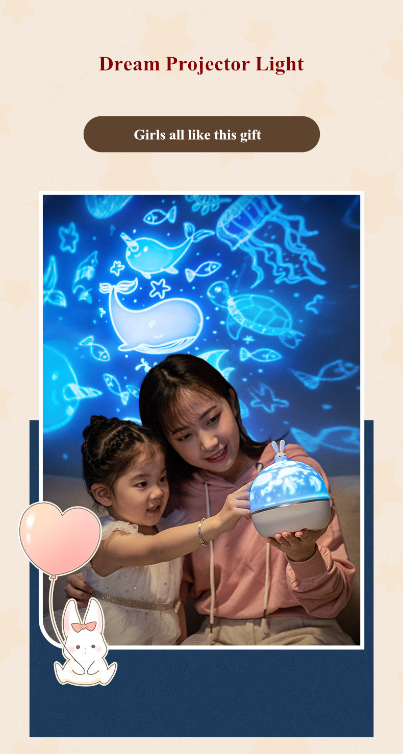 Bunny Star Night Light Projector Night Light Star Projector For Kids Baby Room Romantic Bunny Projection LED Night Lamp