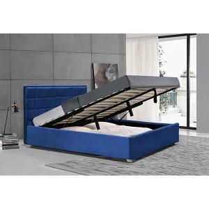 Ottoman Velvet Blue  Storage Bed Frame With Plastic Legs