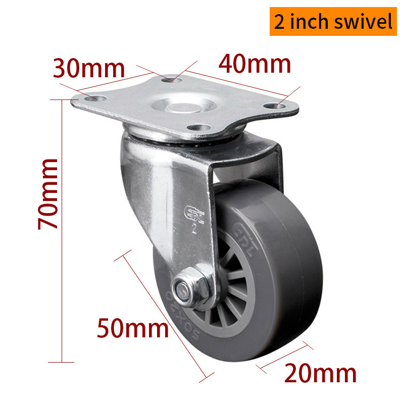Grey Miniature Caster Wheels 2 Caster Wheels With Brakes 262P-73