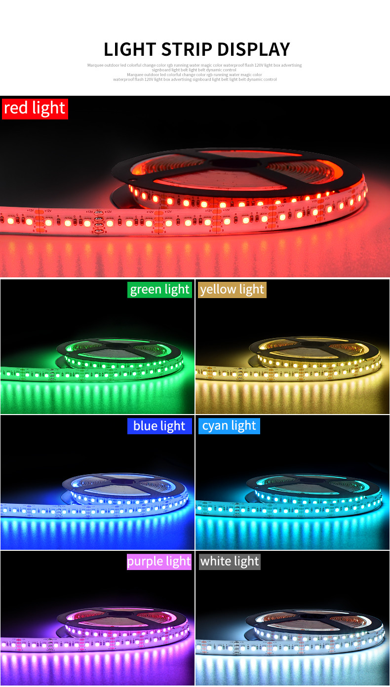 IP20 Ra80+ H3838 520-530nm SMD RGB LED Strip Light 12mm Pcb
