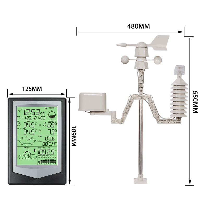 Professional Wi-Fi Weather Forecast System With Solar Anemometer And Rainfall Sensor