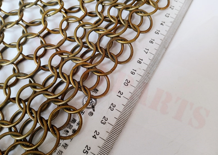 Stainless Steel 20mm Ring Mesh Curtain Hanging Bronze Color For Interior Partitions