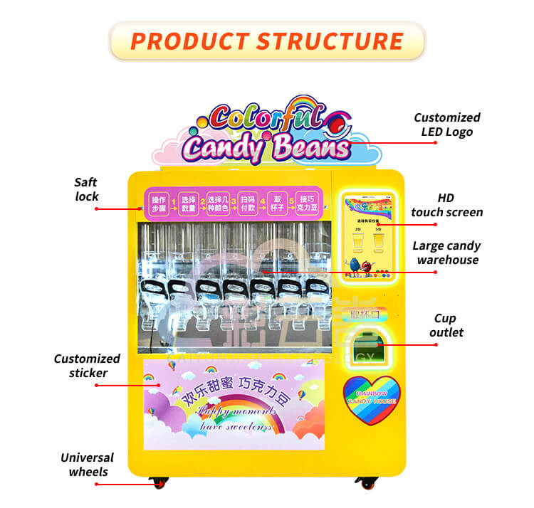 Electric Candy Dispenser Vending Machine 70Kg Capacity With Removable Top
