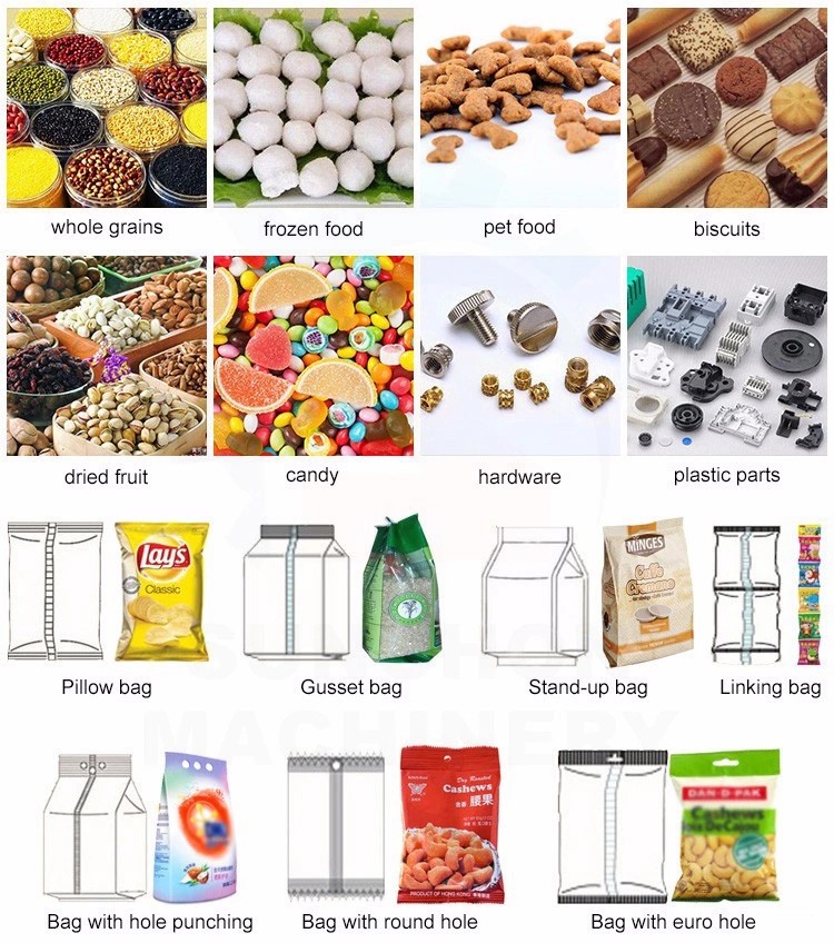 Food Grain Chips Rice Snack Nut Sugar Automatic Packaging Machine With PLC + Touch Screen