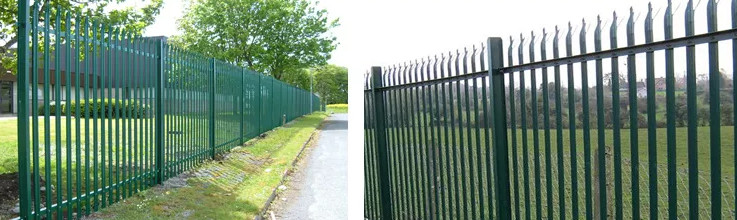 Powder Coated Green Color Metal Palisade Fence Park 6 Feet High
