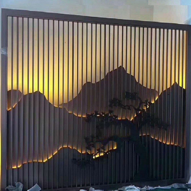 Stainless steel pipe welded partition led light room divider