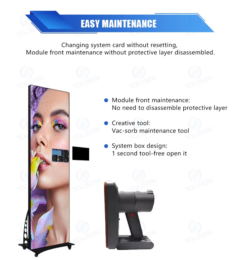 Outdoor LED Poster Display High Fresh Rate Standing Advertising Player P1.53 P1.86 P2