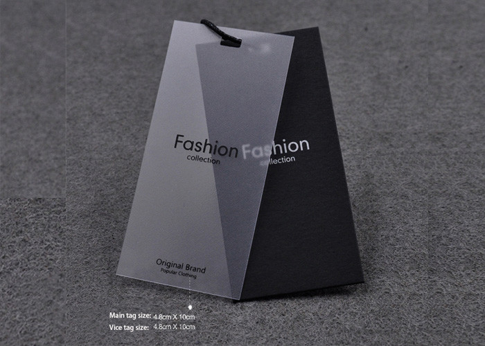 Recyled Black Custom Printed Hang Tags Size 4.8 × 10cm With Frosted PVC Tag