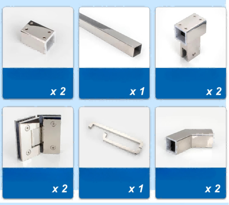 135 Degrees Partitioned Shower Door Profile Waterproof Shower Door Hardware