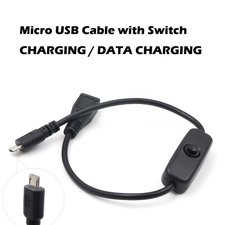 Male to Female ON OFF Micro USB Extension Charging Cable with Switch