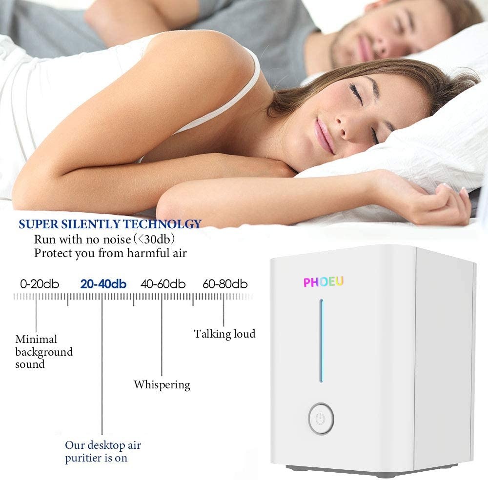 PM2.5 purification Table top mini purifier with UVC LED disinfection and active carbon super quiet design Manufactures