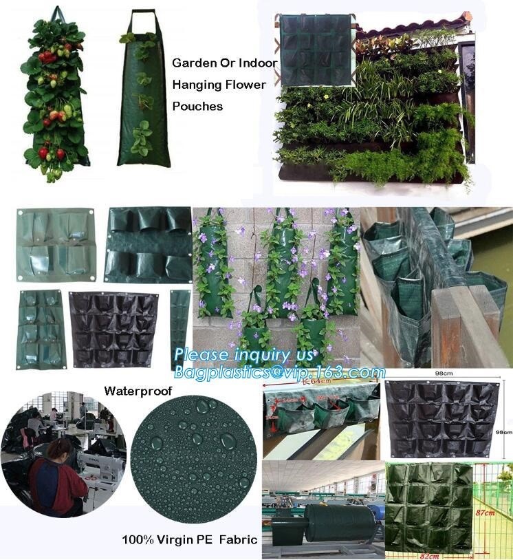4 Pockets Permeable Non-woven fabric 26x65cmx1mm Vertical Wall Planting Bag for flower vegetable lettuce ferns, bagease