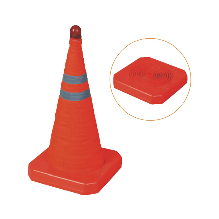 Convenient Retractable Plastic Foldable Traffic Cone LED Light Safety Reflctive Tape SH-X040