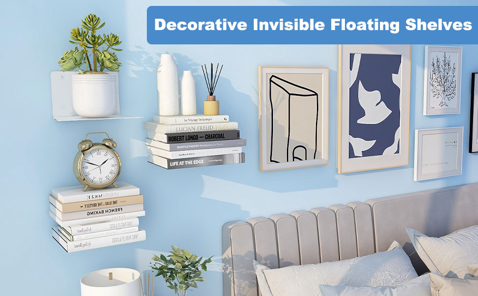 Rectangle Floating Bookshelf with Mounting Hardware 1mm Thickness Steel Construction