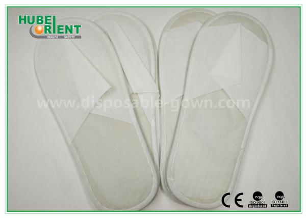 White Disposable Hotel Slipper / Closed toe One Time Use Nonwoven Slipper EVA