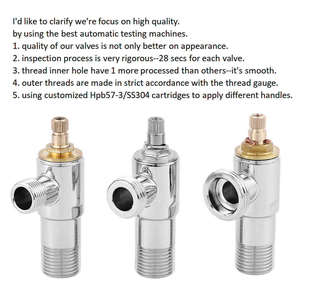 Plated SS Angle Cock Valve Toilet Wall Mounted Shower Valve