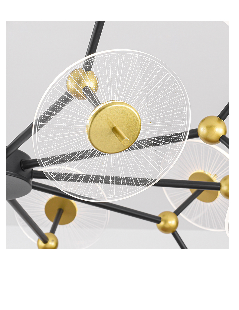 Modern Living Room Bedroom Acrylic Chandelier designer black gold Chandelier(WH-MI-409)