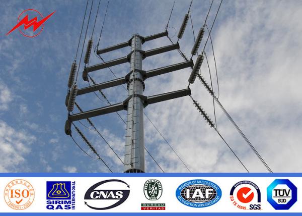 Hot Dip Galvanized Steel Electric Utility Poles For Electrical Distribution Line