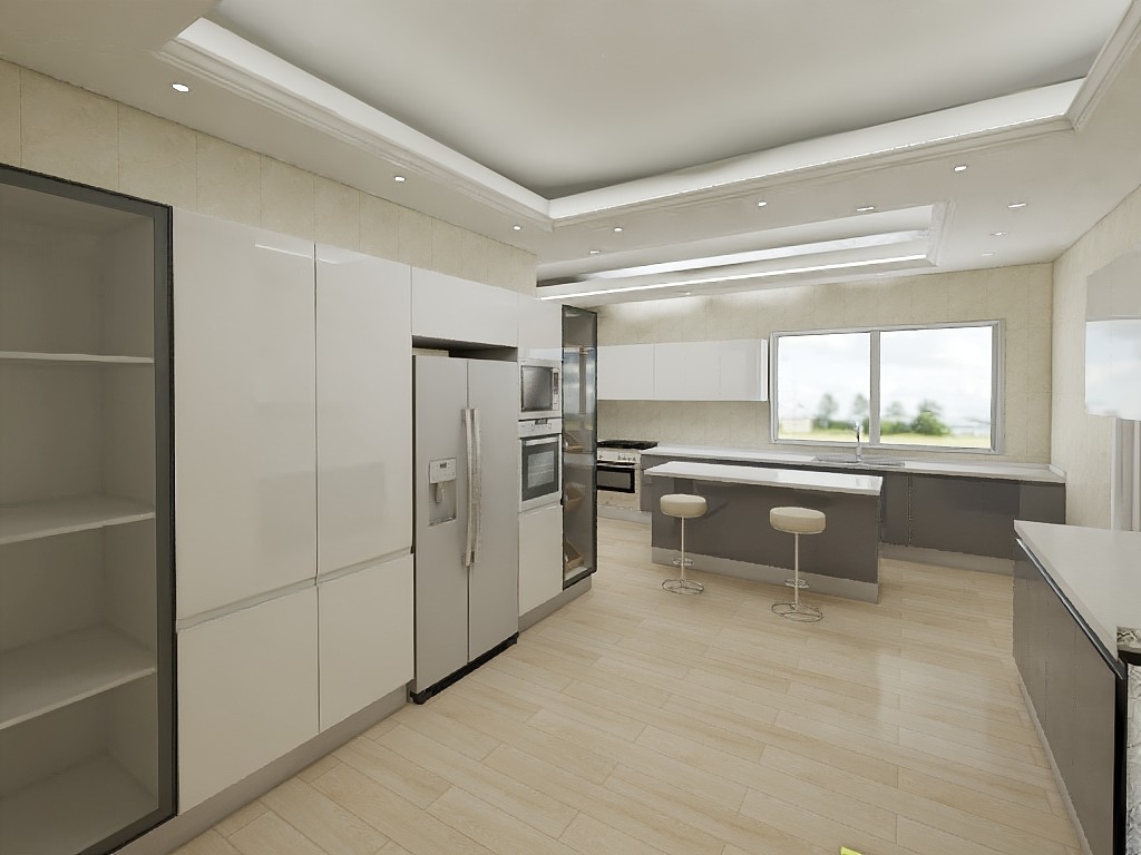 Melamine Lacquer Contemporary Flat Panel Modern Modular Kitchen Cabinets