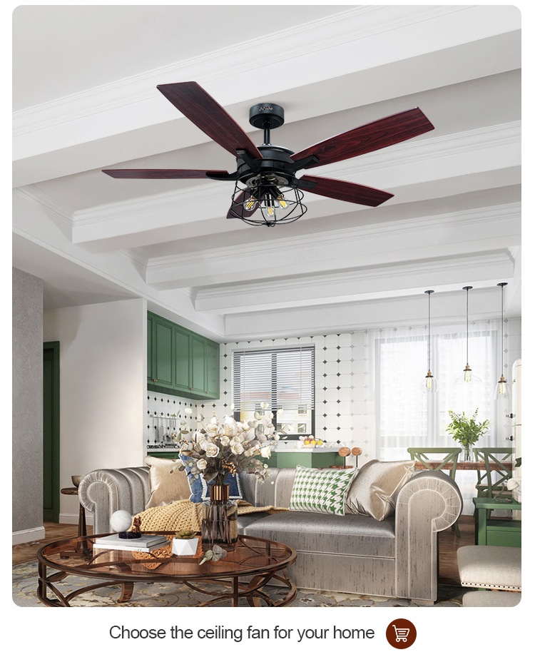 1stshine Ceiling Fan with MDF Wood Blades and Remote Control Traditional Design 10-