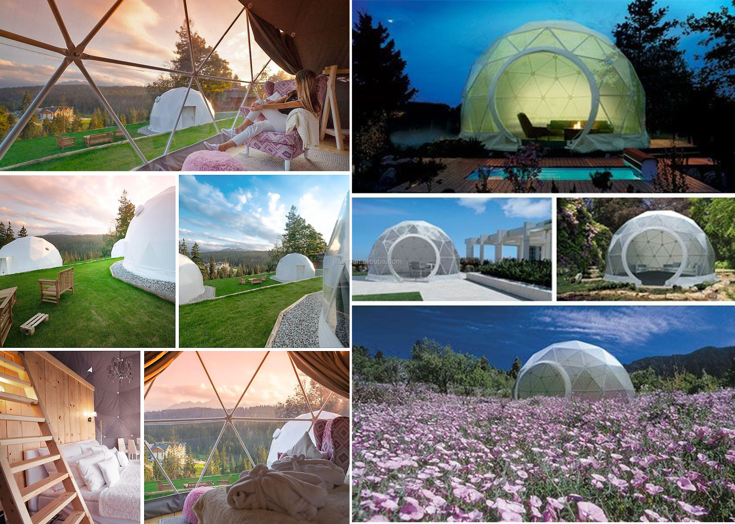 New Design 4 to 10 people 850g PVC Fabric Glamping Dome Room Luxury Tents