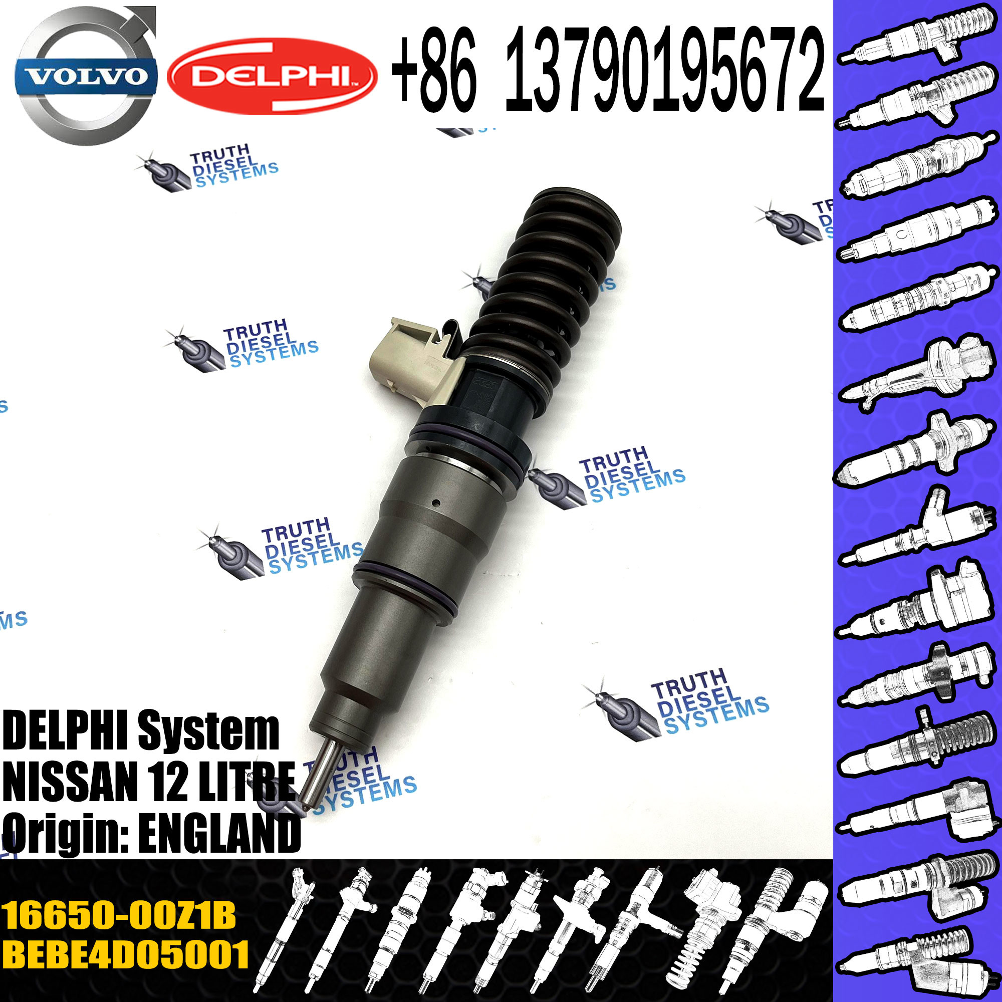 High Quality Hot-selling Diesel Common Rail Injector 16650-00Z1B for VOL Engine 16650-00Z1A
