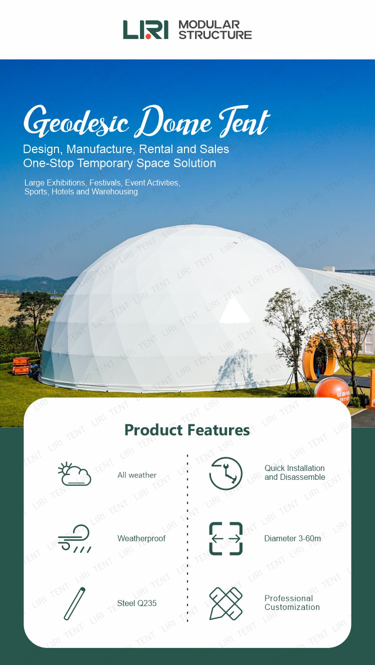 25m Outdoor Round Commercial Geodesic Dome Tents Spherical Show Canopy For Event