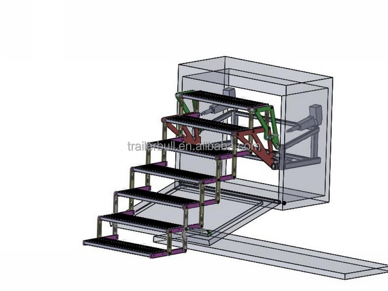 Powder Coated Aluminum Alloy Electric Swing Motorhome Stairs 6 Steps 1350mm Floor Height