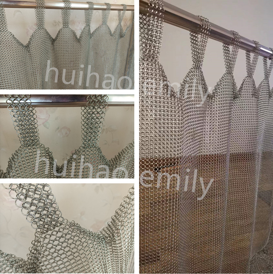 Tab Top Type 7mm Metal Ring Mesh Curtain Stainless Steel 316L