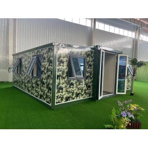 Aluminum Window Prefab Container House with Double Wing Folding Room and Easy