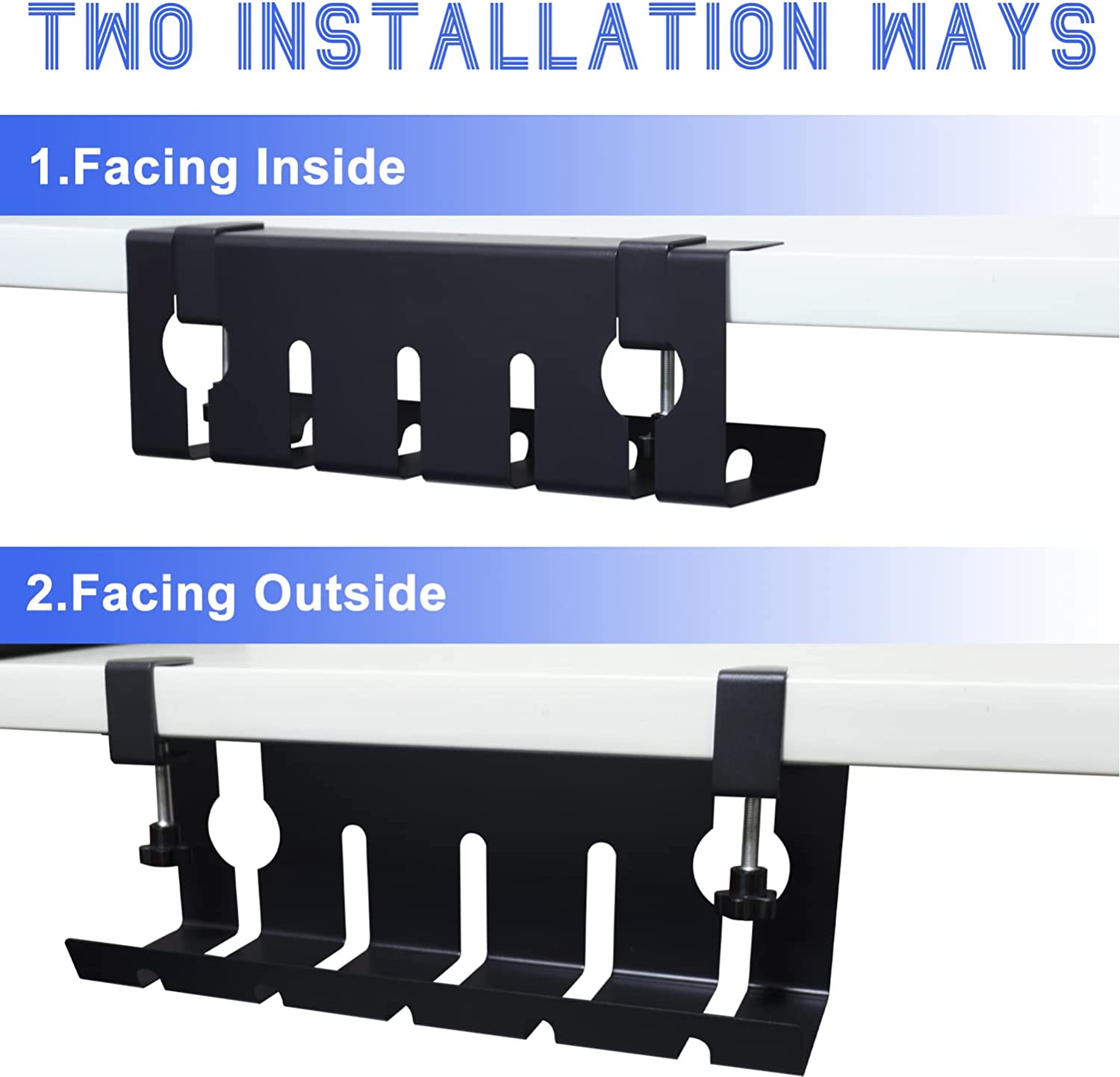 Metal Cast Iron Under Desk Cable Management Tray Pack of 2 for Neat Cord Storage