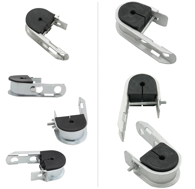 Black Round Type ADSS Optical Cable Fitting Fiber Optic J Hook Suspension Clamp with PA6 PA66 and Metal Material