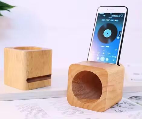 Universal Cell Phone Stand with Loudspeaker Holder Wooden Phone Stand Bamboo Phone Dock Stands