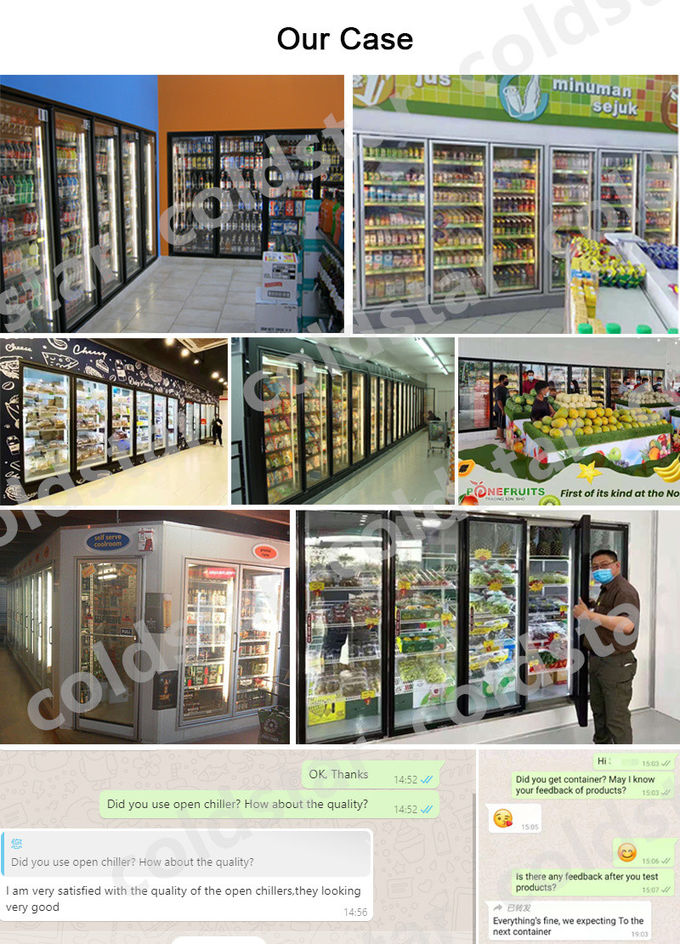 Supermarket Split Compressor Display Refrigerator With Double Layer Glass Door