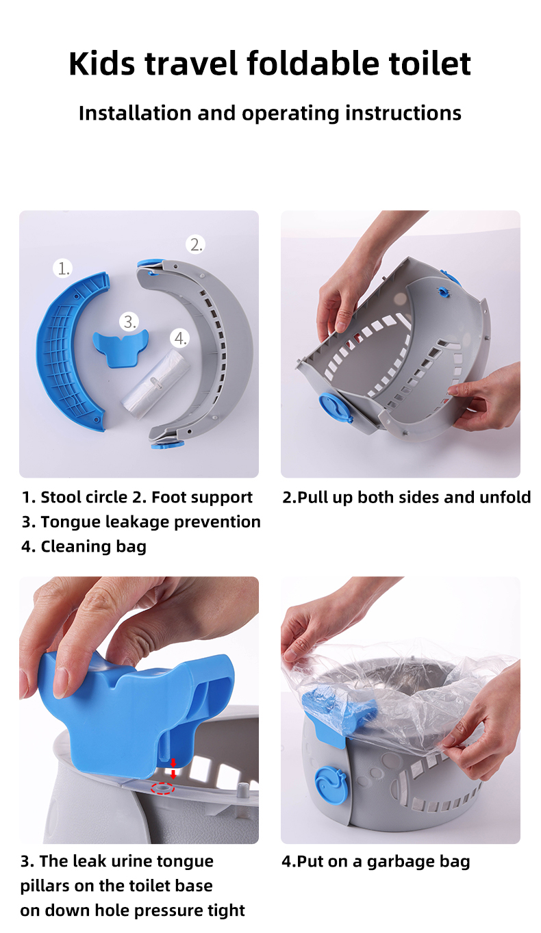 Portable Serenity Blue Baby Toilet With Customized Logo Foldable Soft Potty Training Seat