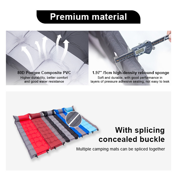 Portable Self Inflating Sleeping Pad Foam Waterproof Air Mattress With Pillow