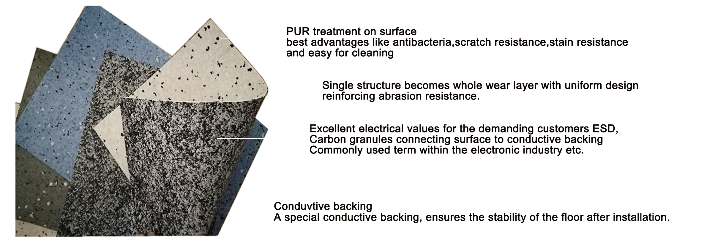 ESD Protection Anti Static Flooring 600x600 Plastic Floor Covering 1.8mm-3.0mm