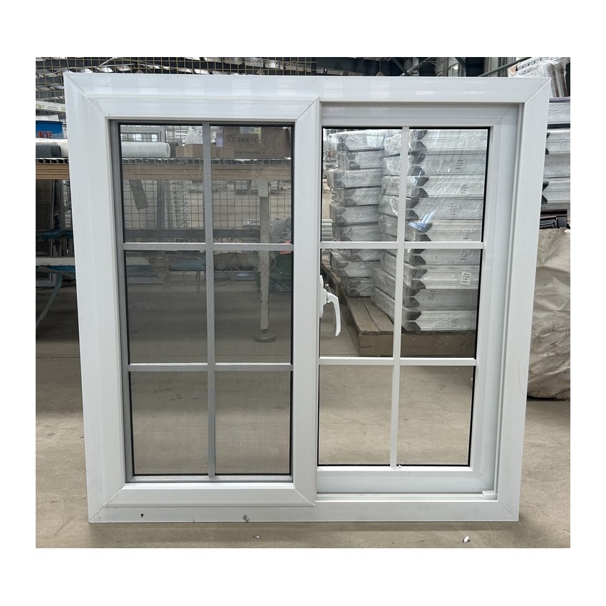PVC UPVC Double Pane Glass White Vinyl Sliding Window With Grill Mosquito Mesh