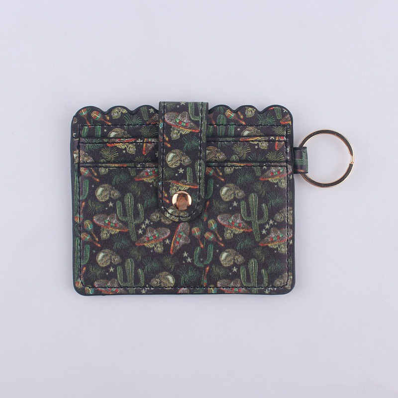 Luxury Women's PU Leather Business Card Holder with Keychain and ID Credit Card Slots
