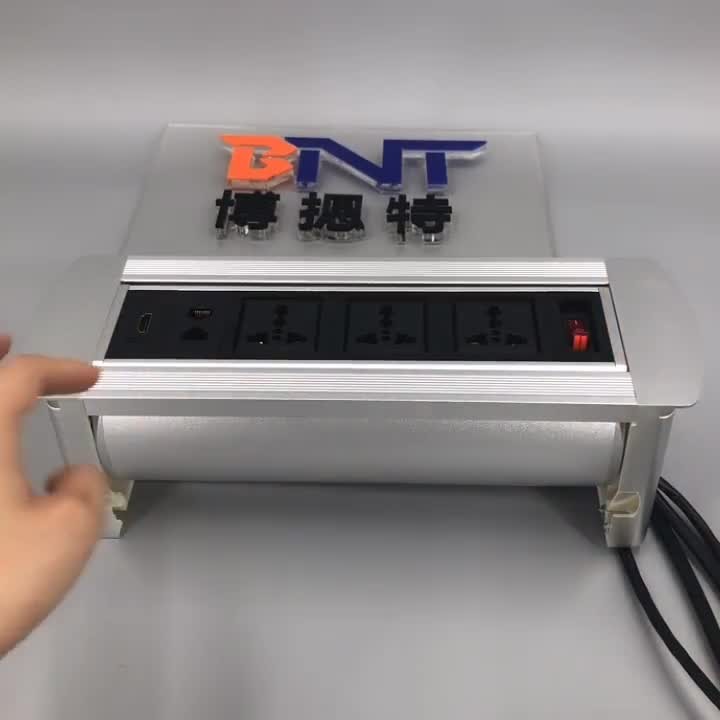  Thick aluminum material manual flip up conference table power socket Manufactures