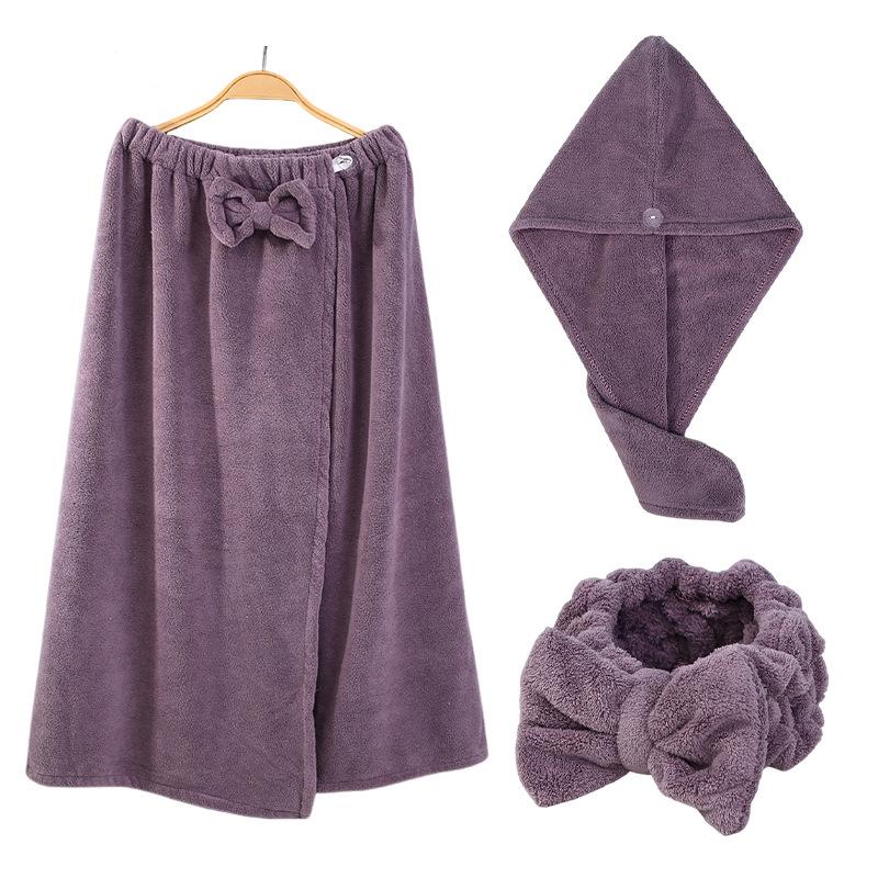 Upgrade Your Bathroom with Coral Velvet Bath Towel Set Enlarged Bra Bath Skirt Hair Band and Dry Hair Cap