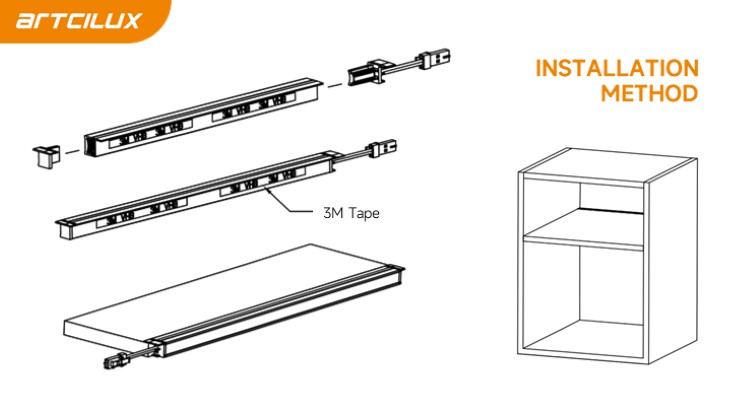 Silver Color A260A Cabinet LED Linear Strip Light With Aluminium Profile
