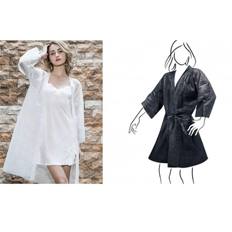 Disposable Nonwoven Kimono Men & Women Bathrobe Kimonos Spa Hairdressing Waterproof Disposable Bathrobes