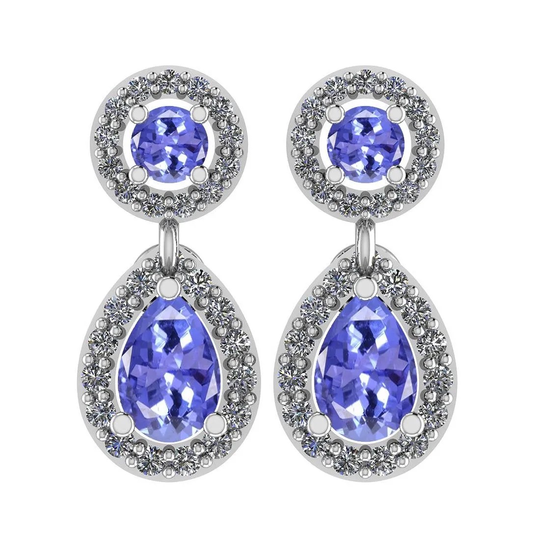1.57 Ctw I2/I3 Natural Tanzanite And 14K Rose Gold Earrings