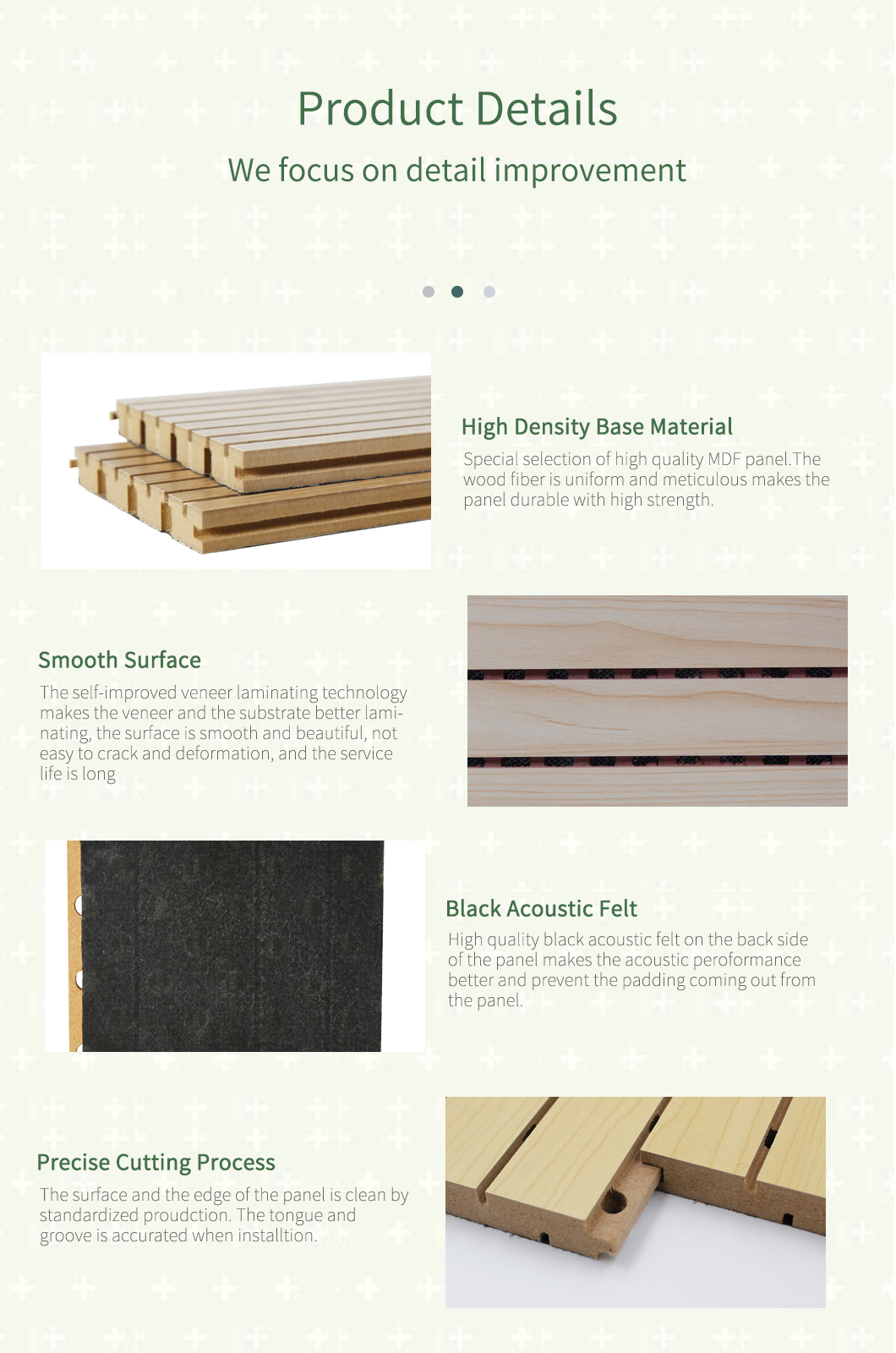 Office And Studio Wooden Acoustic Panel Black Felt Back Finish Decorative