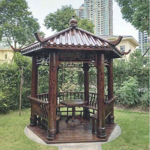 Pinus Sylvestris Chinese Wood Gazebo 2.6m Carbonating Backyard Wooden Gazebo