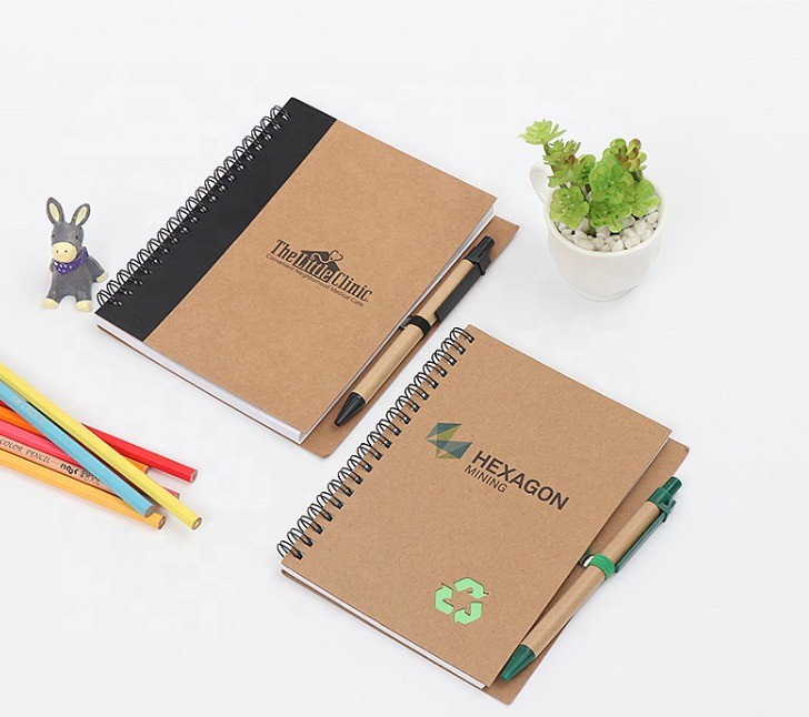  80sht Youfu Kraft Spiral Notebook A5 , 70gsm Mini Pocket Notebook With Pen Manufactures