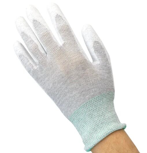 Natural White Knitted Cotton Gloves Anti Slip Cotton Safety Gloves