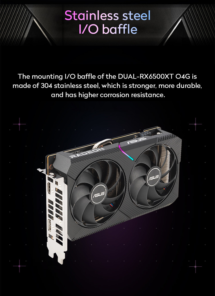64bit Desktop Computer Game Graphics Card ASUS TUF-RX6500XT-O4G-GAMING GDDR6